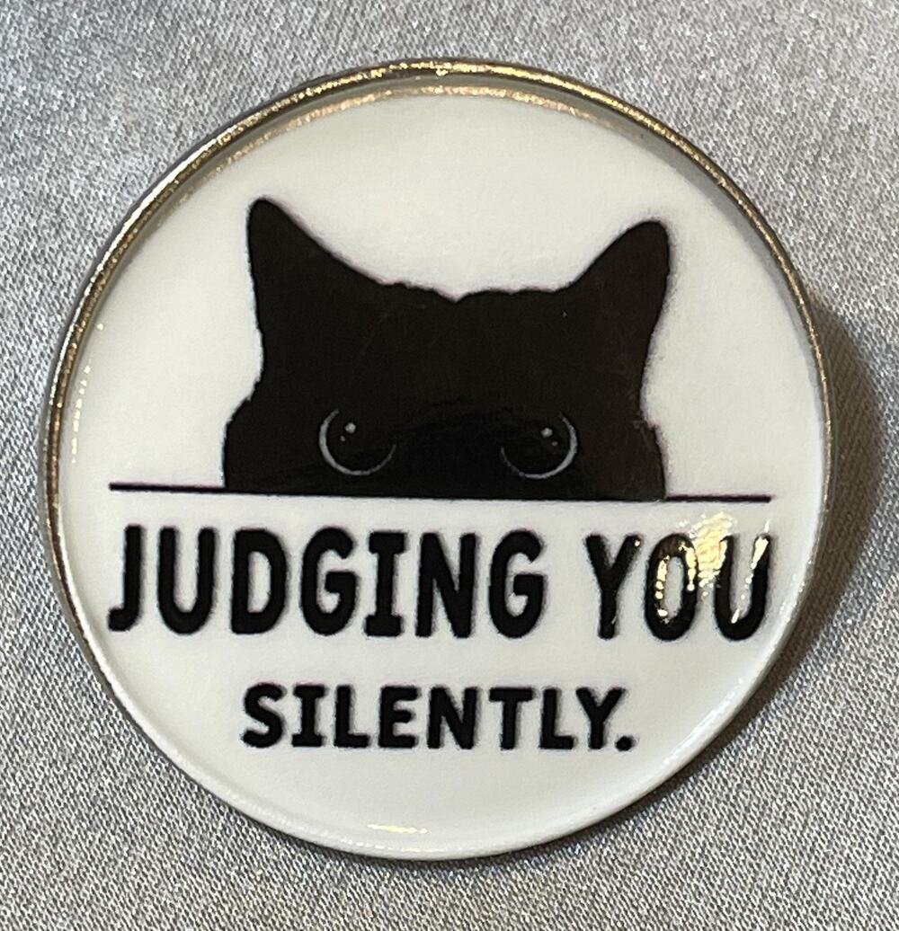 NWOT Black Cat Judging You Silently Lapel Pin Brooch Animals Pets Fur Baby